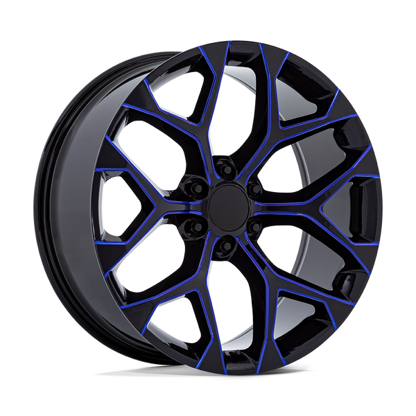 Performance Replicas Wheels PR176 Gloss Black Machined with Blue Milled