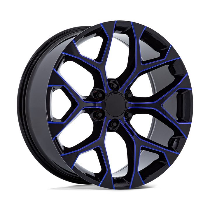 Performance Replicas Wheels PR176 Gloss Black Machined with Blue Milled