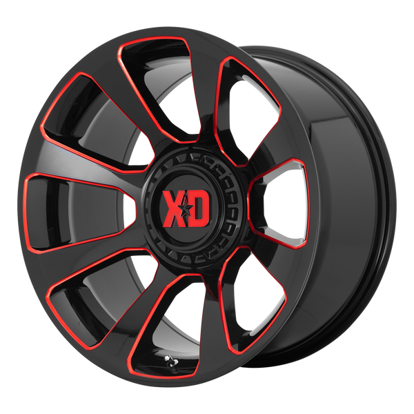 XD Series Wheels XD854 Reactor Gloss Black Milled with Red Tint