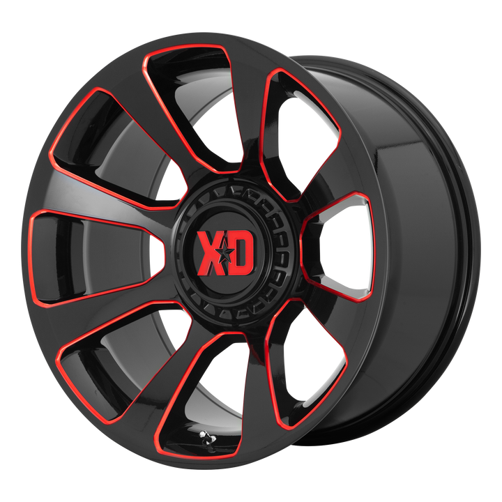 XD Series Wheels XD854 Reactor Gloss Black Milled with Red Tint
