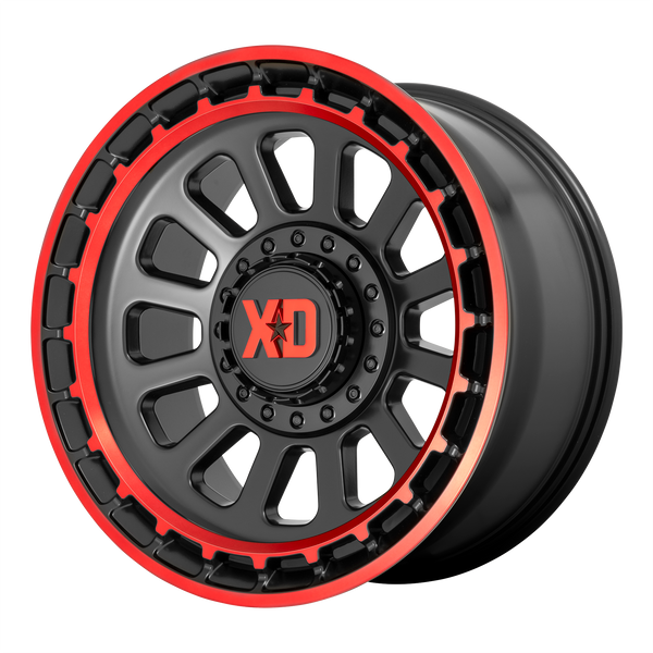 XD Series Wheels XD856 Omega Satin Black Machined Lip with Red Tint