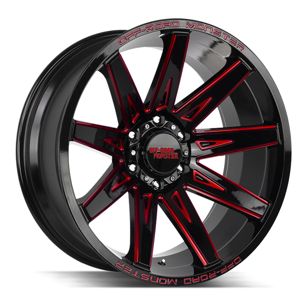 Off-Road Monster Wheels M25 Gloss Black Candy Red Milled - Wheels Outlet