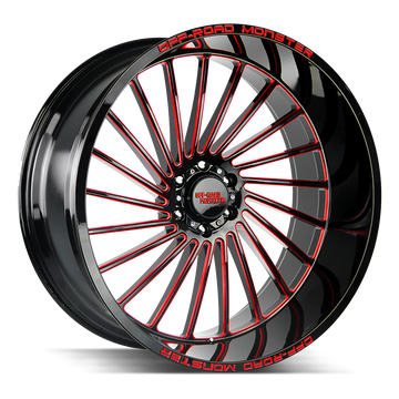 Off-Road Monster Wheels M27 Gloss Black Candy Red Milled - Wheels Outlet