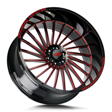Off-Road Monster Wheels M27 Gloss Black Candy Red Milled - Wheels Outlet