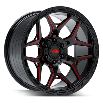 Off-Road Monster Wheels MF40 Gloss Black Candy Red Milled - Wheels Outlet