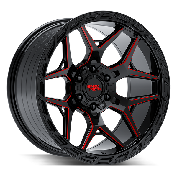 Off-Road Monster Wheels MF40 Gloss Black Candy Red Milled - Wheels Outlet