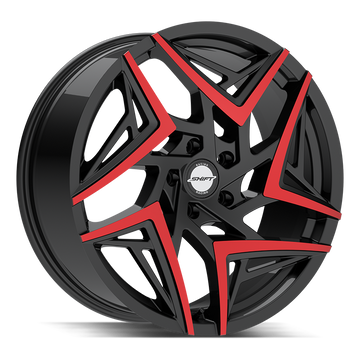 Shift Wheels H36 Valve Gloss Black Machined Red Tips - Wheels Outlet