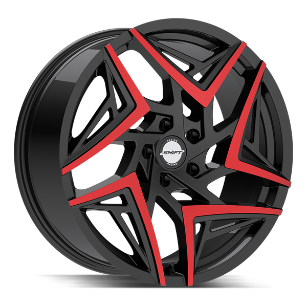 Shift Wheels H36 Valve Gloss Black Machined Red Tips - Wheels Outlet