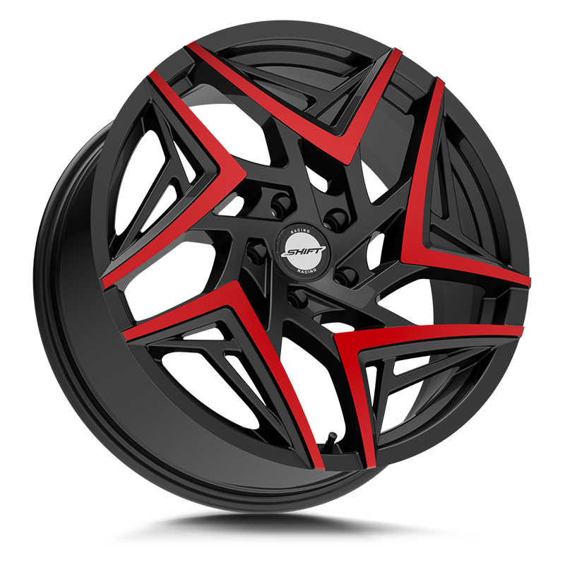 Shift Wheels H36 Valve Gloss Black Machined Red Tips - Wheels Outlet