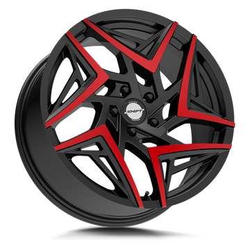 Shift Wheels H36 Valve Gloss Black Machined Red Tips - Wheels Outlet