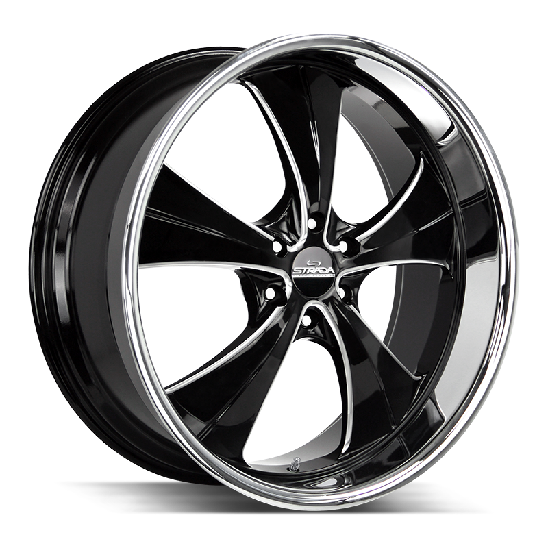 Strada Classics Wheels C02 Old Skool Gloss Black Milled SS Lip - Wheels Outlet