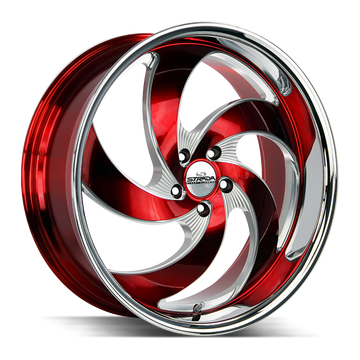 Strada Classics Wheels C05 Retro 5 Candy Red Milled SS Lip - Wheels Outlet