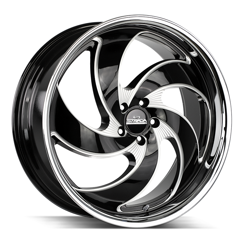 Strada Classics Wheels C05 Retro 5 Gloss Black Milled SS Lip - Wheels Outlet