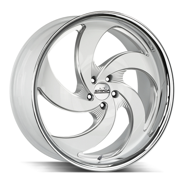 Strada Classics Wheels C05 Retro 5 Gloss White Milled SS Lip - Wheels Outlet