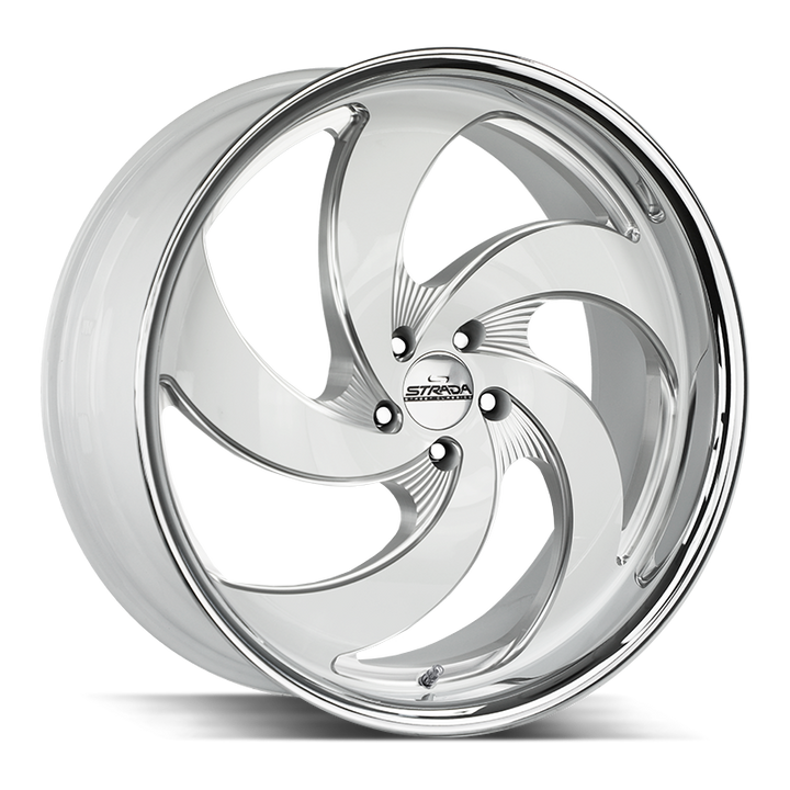 Strada Classics Wheels C05 Retro 5 Gloss White Milled SS Lip - Wheels Outlet
