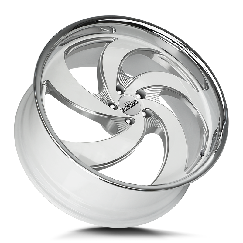 Strada Classics Wheels C05 Retro 5 Gloss White Milled SS Lip - Wheels Outlet