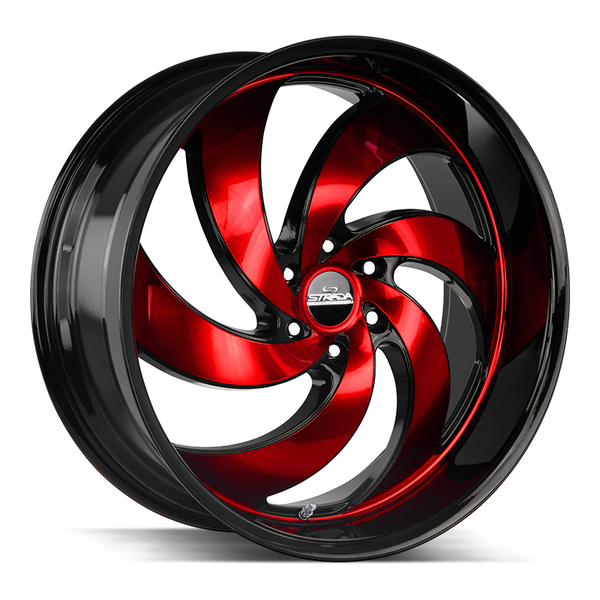 Strada Classics Wheels C06 Retro 6 Gloss Black Candy Red Machine - Wheels Outlet