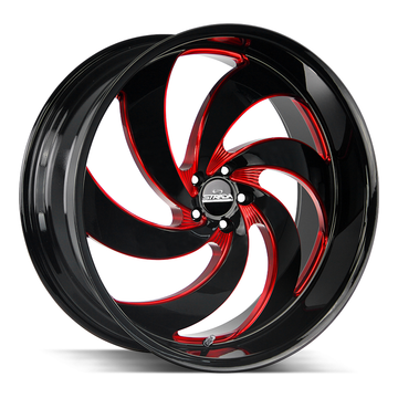 Strada Classics Wheels C06 Retro 6 Gloss Black Candy Red Milled - Wheels Outlet