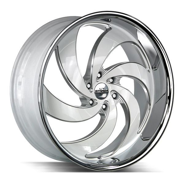 Strada Classics Wheels C06 Retro 6 Gloss White Milled SS Lip - Wheels Outlet