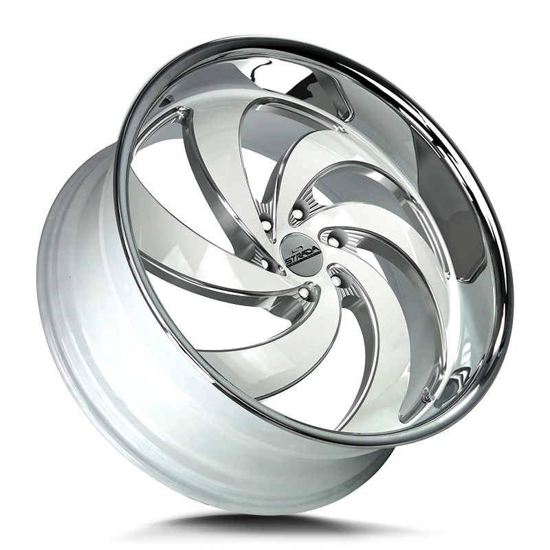 Strada Classics Wheels C06 Retro 6 Gloss White Milled SS Lip - Wheels Outlet