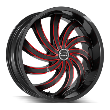 Strada Wheels G04 Flame Gloss Black Candy Red Milled - Wheels Outlet