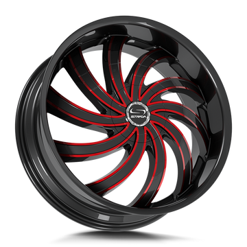 Strada Wheels G04 Flame Gloss Black Candy Red Milled - Wheels Outlet
