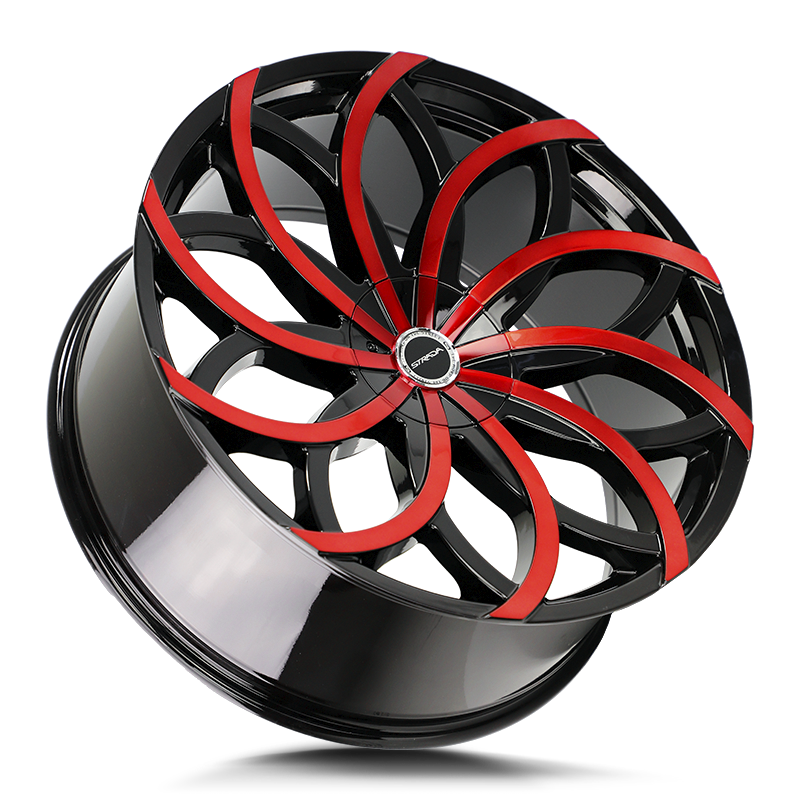 Strada Wheels S61 Huracan Gloss Black Candy Red Machine - Wheels Outlet