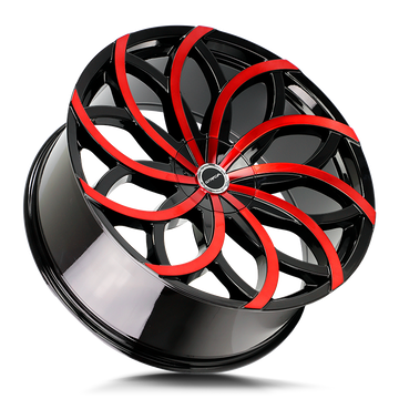 Strada Wheels S61 Huracan Gloss Black Candy Red Machine - Wheels Outlet
