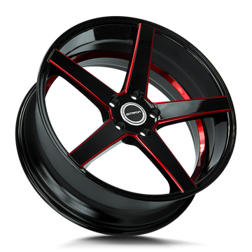 Strada Wheels SF35 Perfetto Gloss Black Candy Red Milled - Wheels Outlet
