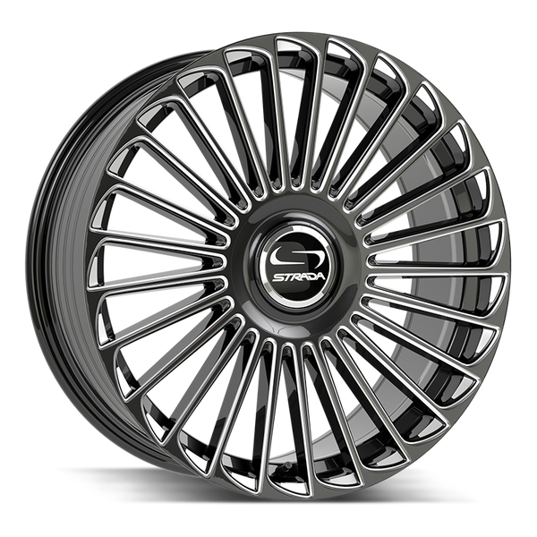 Strada Wheels SF68 Martello Gloss Black Milled - Wheels Outlet