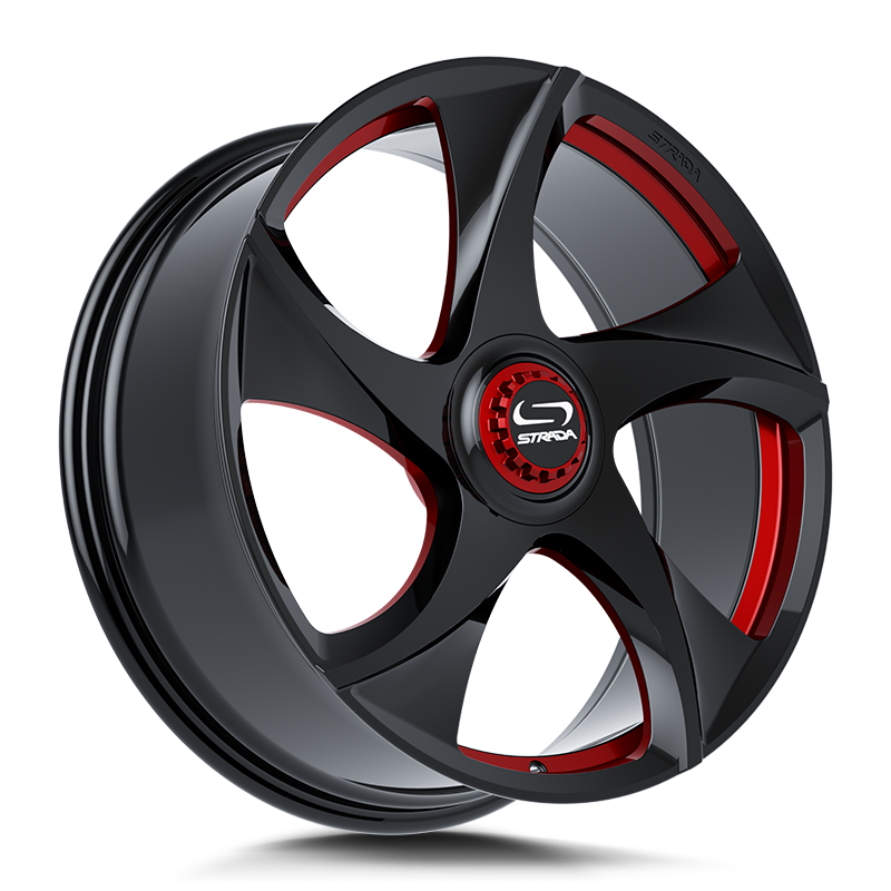 Strada Wheels SF69 Vino Gloss Black Candy Red Milled - Wheels Outlet