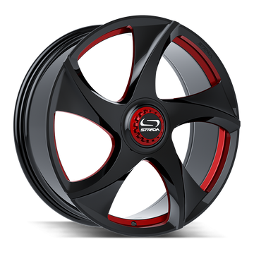 Strada Wheels SF69 Vino Gloss Black Candy Red Milled - Wheels Outlet
