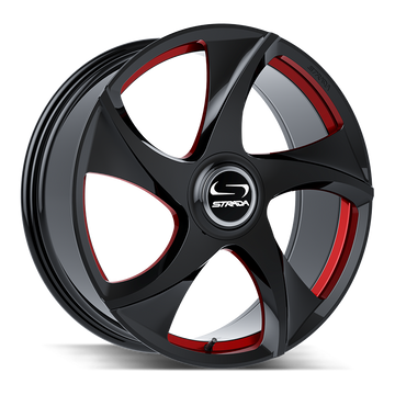 Strada Wheels SF69 Vino Gloss Black Candy Red Milled - Wheels Outlet